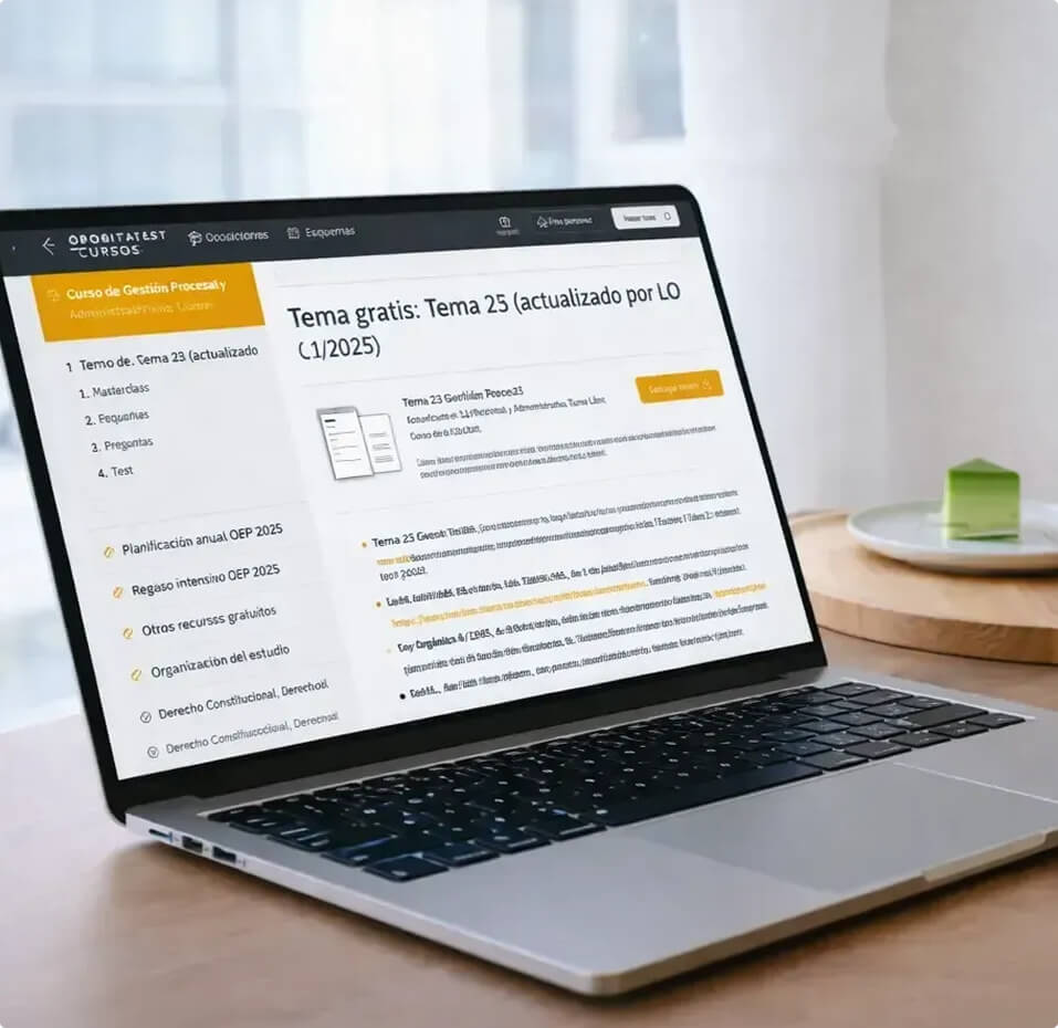 Plataforma OpositaTest en portátil